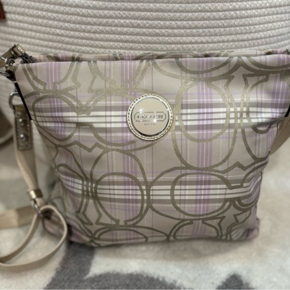 Coach Crossbody Bag with Purple and Gold Pattern LIKE NEW - Picture 1 of 9